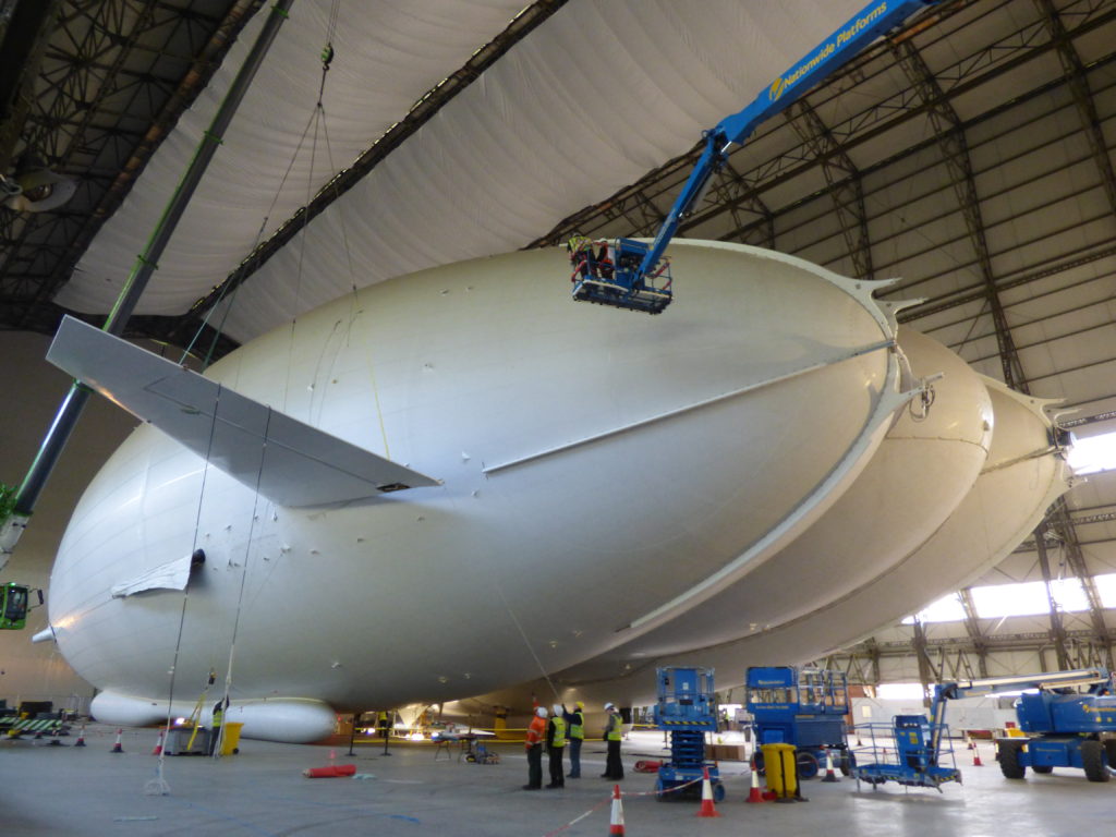 Airlander10, the Hybrid Airship-Fin Being Attached; Credit: Hybrid Air Vehicles