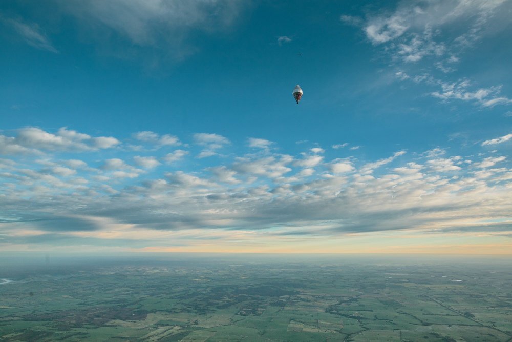 Fedor Konyukhov's Roziere balloon after take off, 12 July 2016