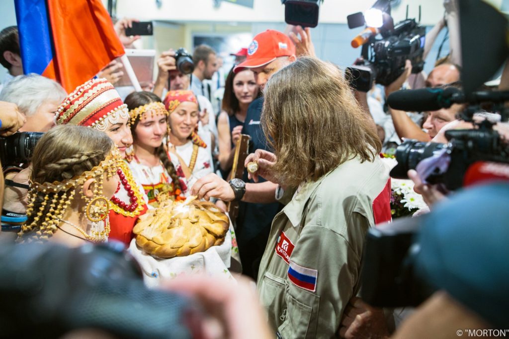 Grand welcome after his record flight.