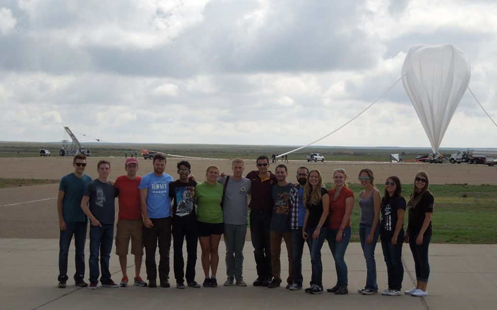 Some students from the High-Altitude Student Platform by launch site; Credit : NASA