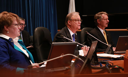 NTSB Hearing (L to R) Dr. Mary Pat McKay, Robert Sumwalt, and Dave Bowling
